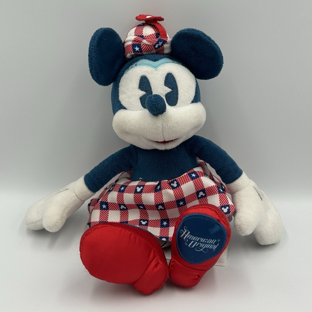 Minnie Mouse Disney Americana Patriotic Plush Red White Blue 11 Inch